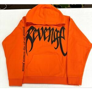 Revenge X XXX Tentacion Kill Outline Logo Orange Hoodie Size Small